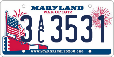 MD license plate 3AC3531
