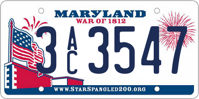 MD license plate 3AC3547