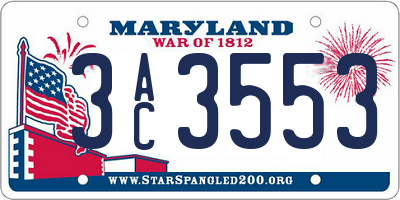 MD license plate 3AC3553