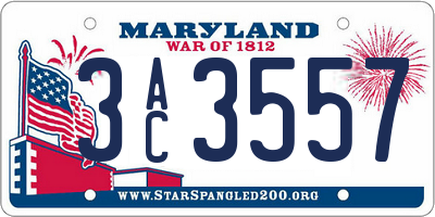 MD license plate 3AC3557