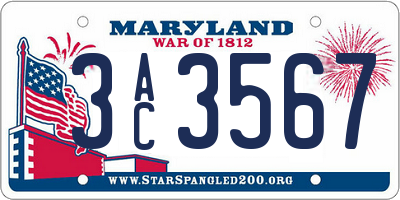 MD license plate 3AC3567