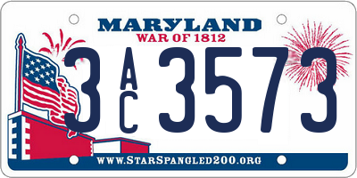 MD license plate 3AC3573