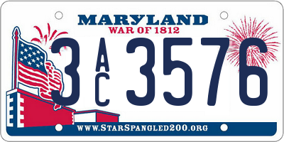 MD license plate 3AC3576
