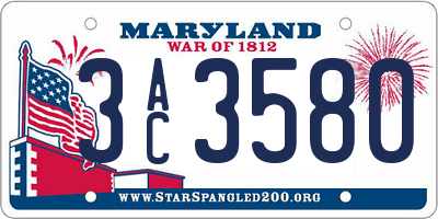 MD license plate 3AC3580