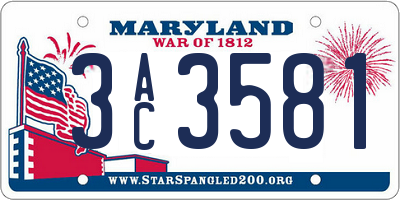 MD license plate 3AC3581
