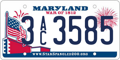 MD license plate 3AC3585