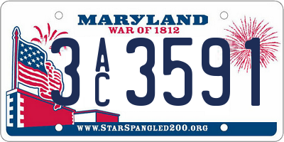 MD license plate 3AC3591