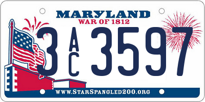MD license plate 3AC3597
