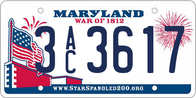MD license plate 3AC3617