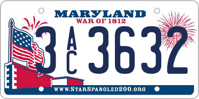 MD license plate 3AC3632