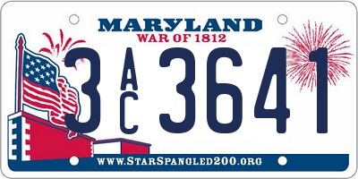 MD license plate 3AC3641