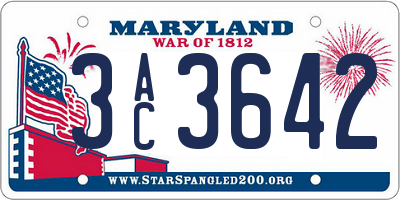 MD license plate 3AC3642
