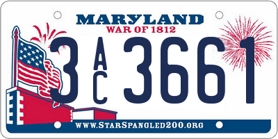MD license plate 3AC3661