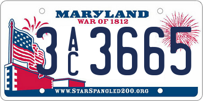 MD license plate 3AC3665