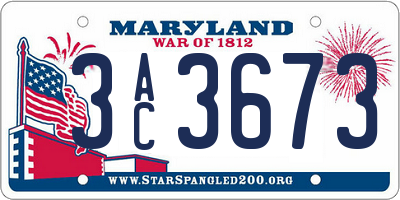 MD license plate 3AC3673