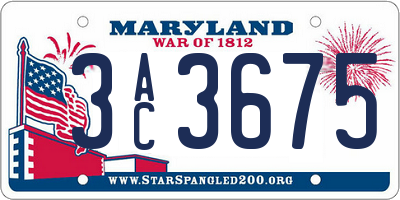 MD license plate 3AC3675