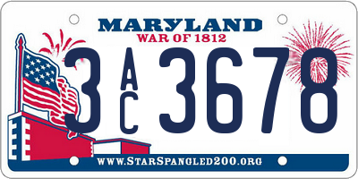 MD license plate 3AC3678