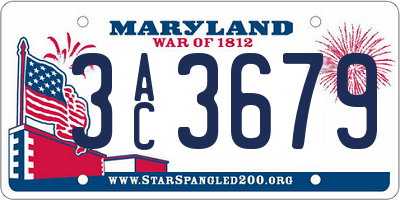 MD license plate 3AC3679