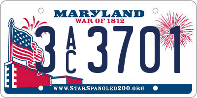 MD license plate 3AC3701