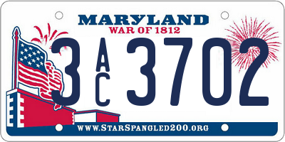 MD license plate 3AC3702