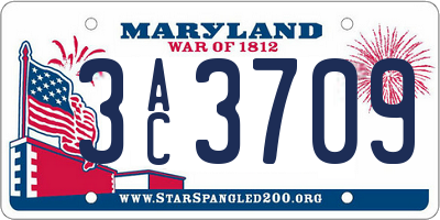 MD license plate 3AC3709