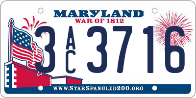 MD license plate 3AC3716