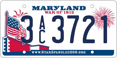 MD license plate 3AC3721