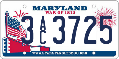 MD license plate 3AC3725
