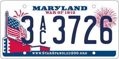 MD license plate 3AC3726