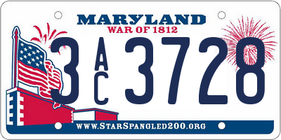 MD license plate 3AC3728