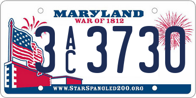MD license plate 3AC3730