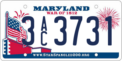 MD license plate 3AC3731