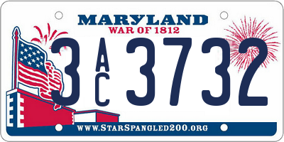 MD license plate 3AC3732