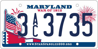 MD license plate 3AC3735