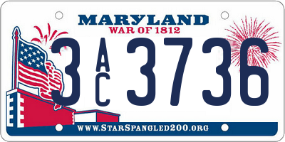 MD license plate 3AC3736