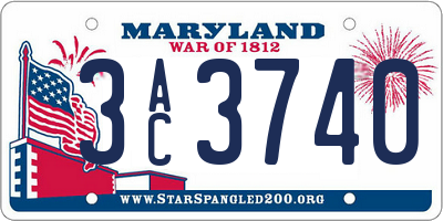 MD license plate 3AC3740
