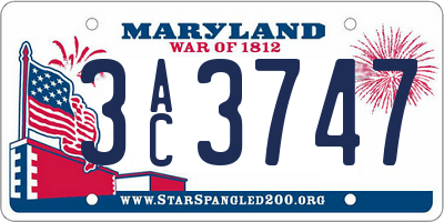 MD license plate 3AC3747