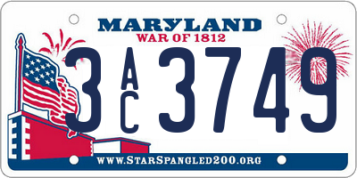 MD license plate 3AC3749