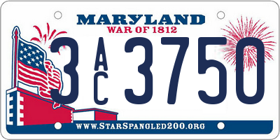 MD license plate 3AC3750