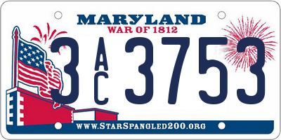 MD license plate 3AC3753