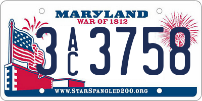 MD license plate 3AC3758