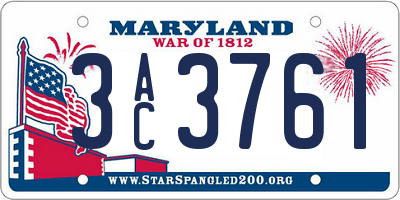 MD license plate 3AC3761