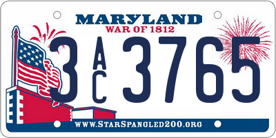 MD license plate 3AC3765