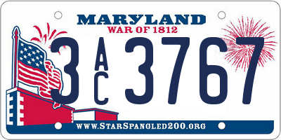 MD license plate 3AC3767