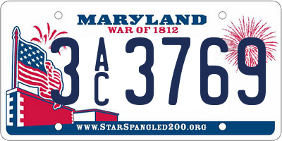MD license plate 3AC3769
