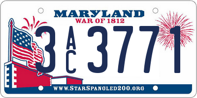 MD license plate 3AC3771