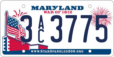 MD license plate 3AC3775