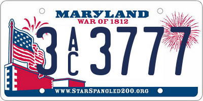 MD license plate 3AC3777
