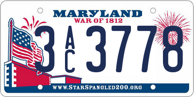 MD license plate 3AC3778
