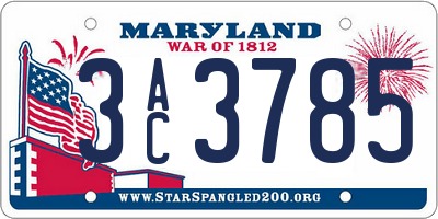 MD license plate 3AC3785